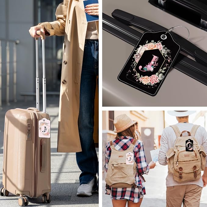 2Pcs Letter J Luggage Tag for Women, Name ID Labels - Image 2