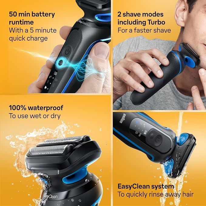 Braun Electric Shaver for Men, Series 5 5120s, Wet & Dry Shave, Turbo Shaving - Image 3