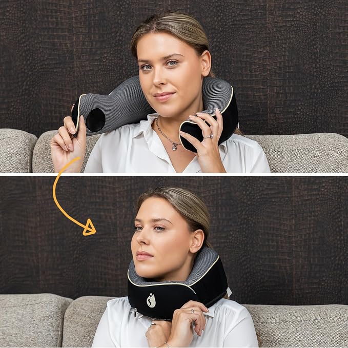 Travel Pillow - Airplane Neck Pillow - 100% Pure Memory Foam Flight Pillow - Image 9