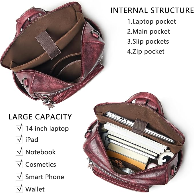 Shrrie Vegan Leather Laptop Backpack - Image 4