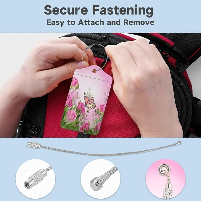 2 Pack Luggage TagsButterfly Rose Floral - Image 3