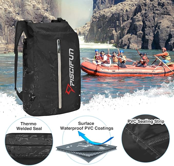 Piscifun Dry Bag Waterproof, Lightweight Dry Backpack Roll-Top Sealed - Image 4