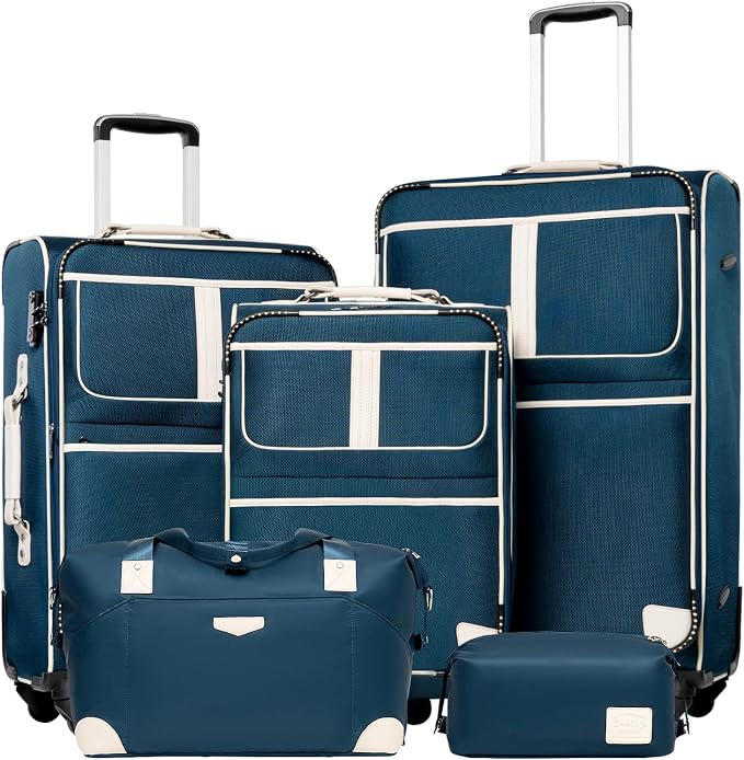 Coolife Luggage 5 Piece Set Suitcase Expandable TSA lock spinner softshell by COOLIFE