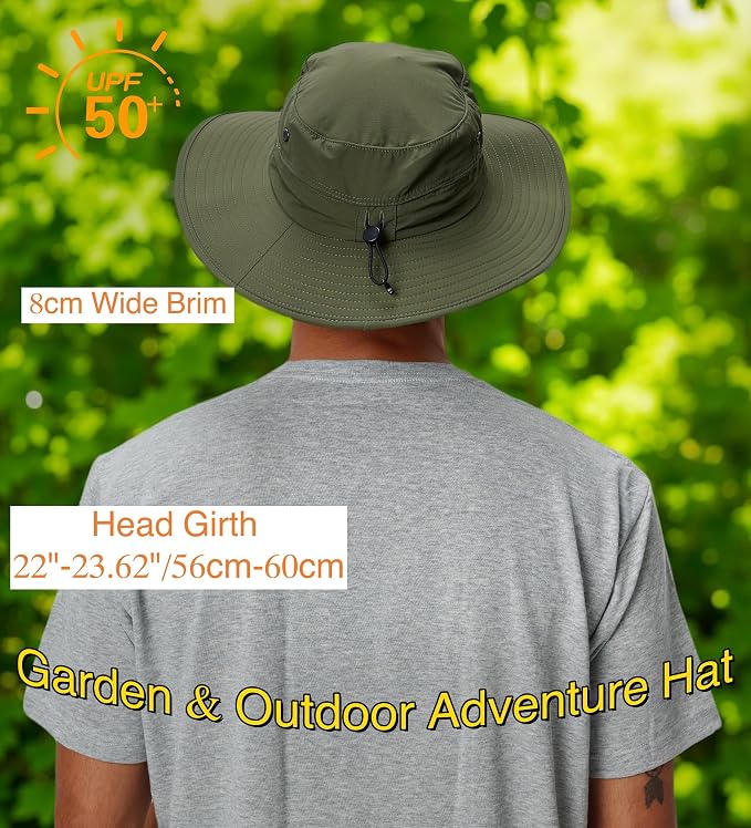 Home Prefer UPF50+ Mens Sun Hat Wide Brim Fishing Hat Sun Protection Beach - Image 2