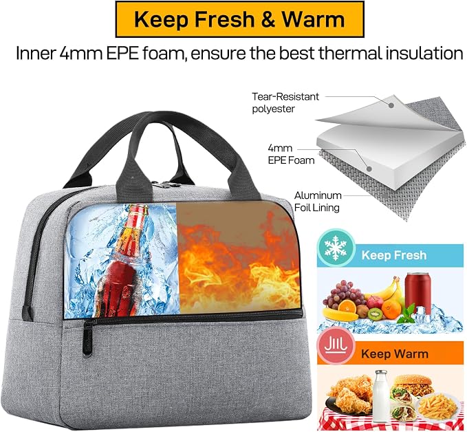 HOMESPON Insulated Lunch Bag for Women Men Lunch Box Cooler Lunch Tote for Work - Image 5