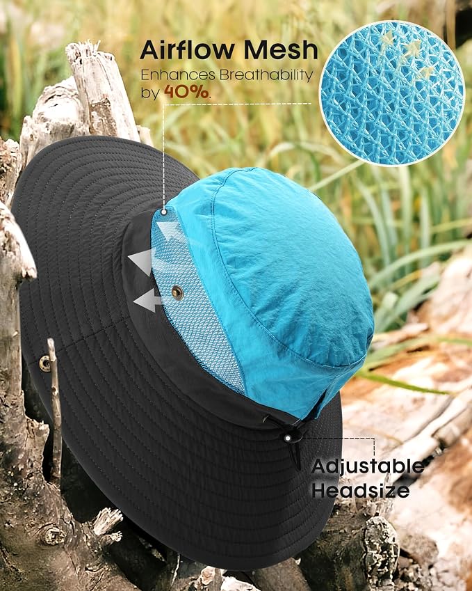 FURTALK Womens Sun Hat with Ponytail Hole Beach Hiking Summer Wide Brim UPF 80+ - Image 5