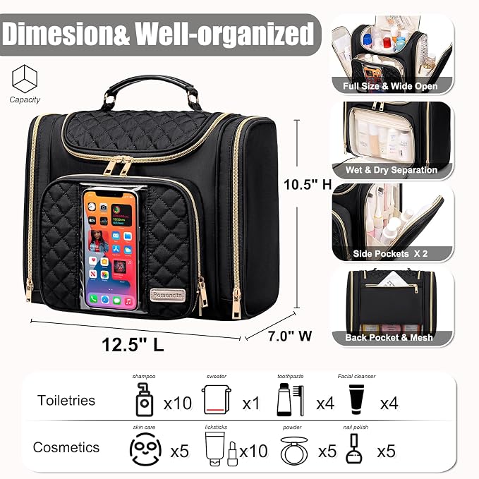 Travel Toiletry Bag for Women, Hanging Toiletry Bag, Bathroom Bag Portable - Image 5