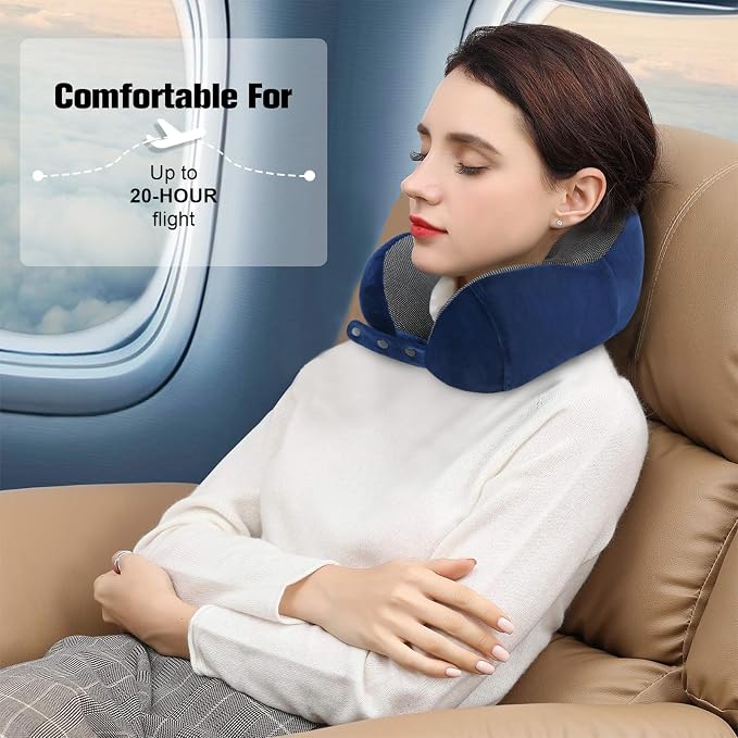Neck Pillow for Traveling, Travel Pillows for Airplanes, 100% Pure Memory Foam - Image 7