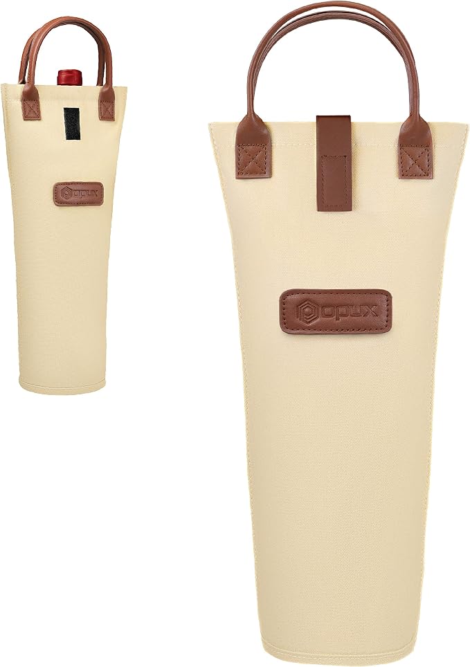 opux Wine Bag Single Bottle Carrier Tote, Insulated Travel Wine Cooler Bag by OPUX