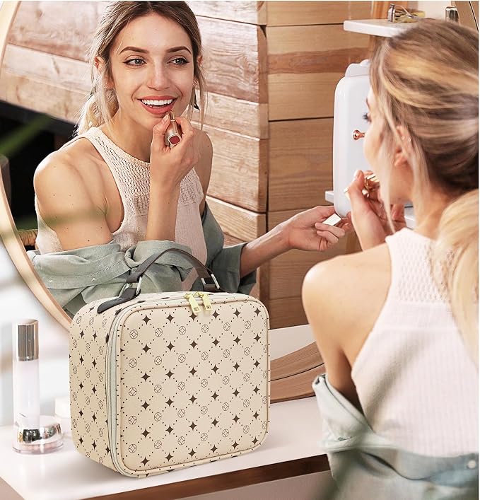 Travel Makeup Bag With 360° rotating LED Mirror, Waterproof cosmetic organizer - Image 7