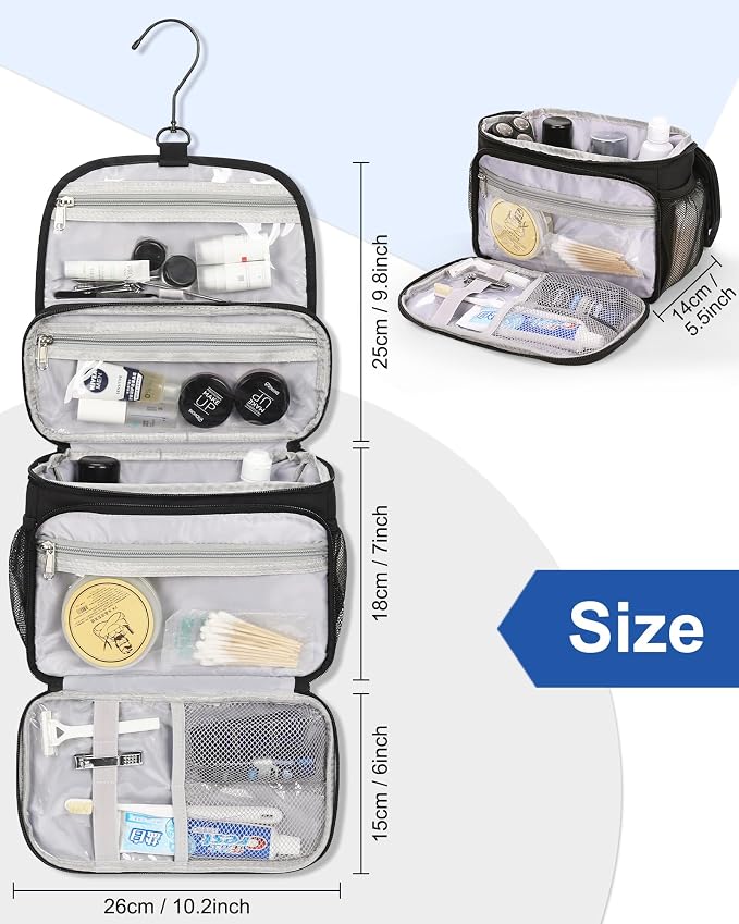 Relavel Toiletry Bag for Men, Hanging Toiletries Bag for Women Water Resistant - Image 7