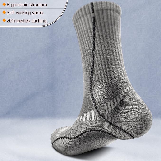 BULLIANT Compression Socks for Men 6Pairs, Athletic Crew Socks Cushioned For - Image 2