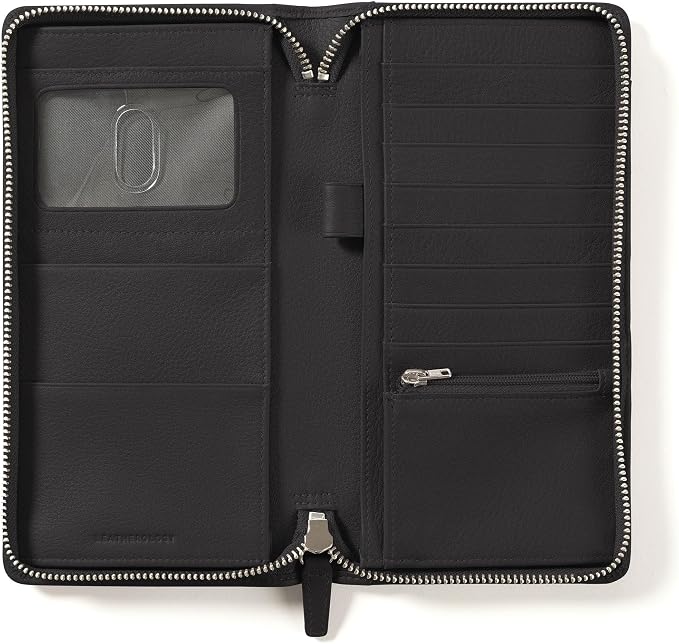 Leatherology Black Onyx Travel Zip Organizer Wallet, Passport Holder, RFID - Image 2