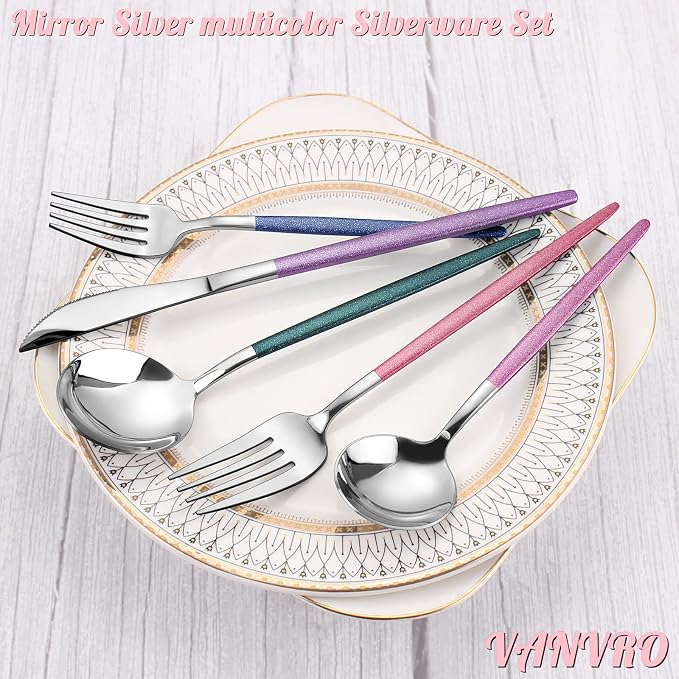 Mirror Silver multicolor Silverware Set, 20-Piece Stainless Steel Flatware Set - Image 3