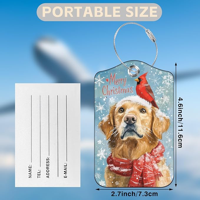 Christmas Dog and Red Cardinal Bird Set of 2 Luggage Tags - Image 2