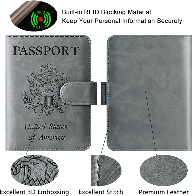Passport Holder Cover Wallet Travel Essentials Leather Rfid Blocking Case - Image 4