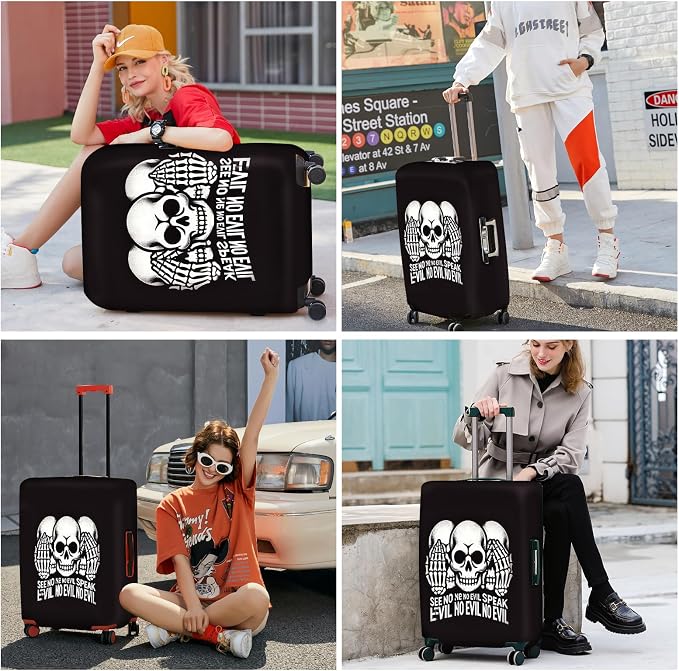 ANNA QUEEN Gothic Skull Luggage Cover, “See No Evil, Hear No Evil, Speak No - Image 2