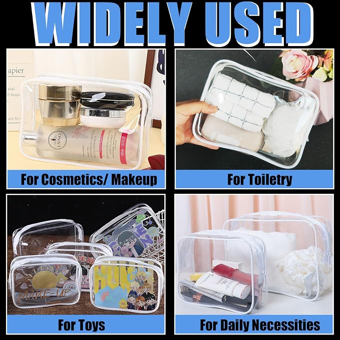 3 Pack Clear Makeup Bags, Waterproof Toiletry Bag - Image 6
