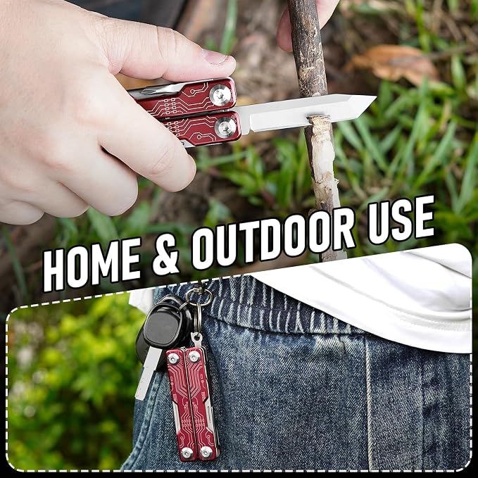 BIBURY Mini Keychain Multitool Scissors BI2061R, 9 in 1 Multitool EDC Scissors - Image 6