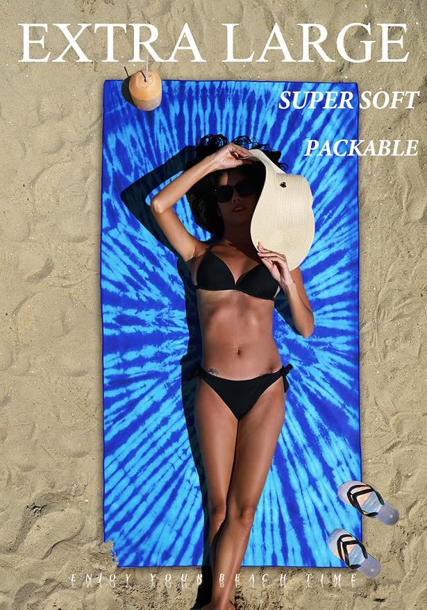 2 Pack Microfiber Lightweight Thin Beach Towel Sand Free Quick Dry Super - Image 3