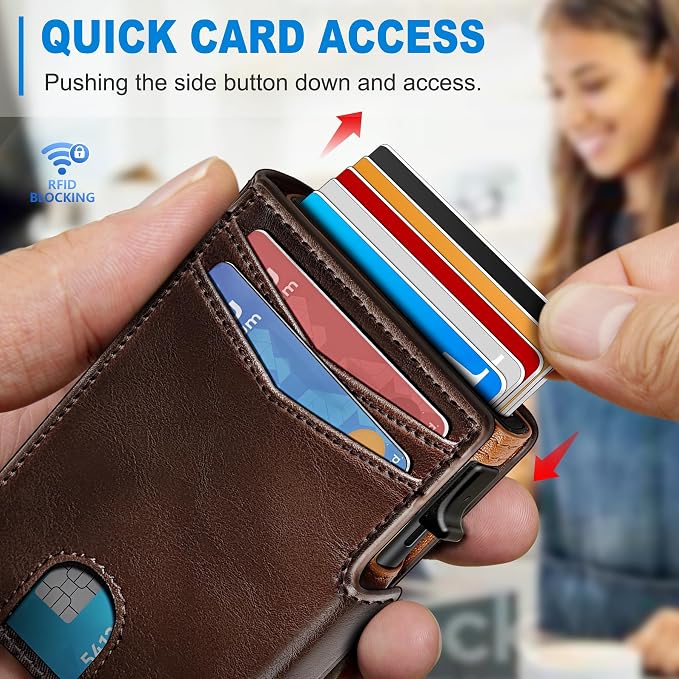 Men Wallet, with Money Clip Coins Pocket ID Window, Slim Front Pocket RFID - Image 5