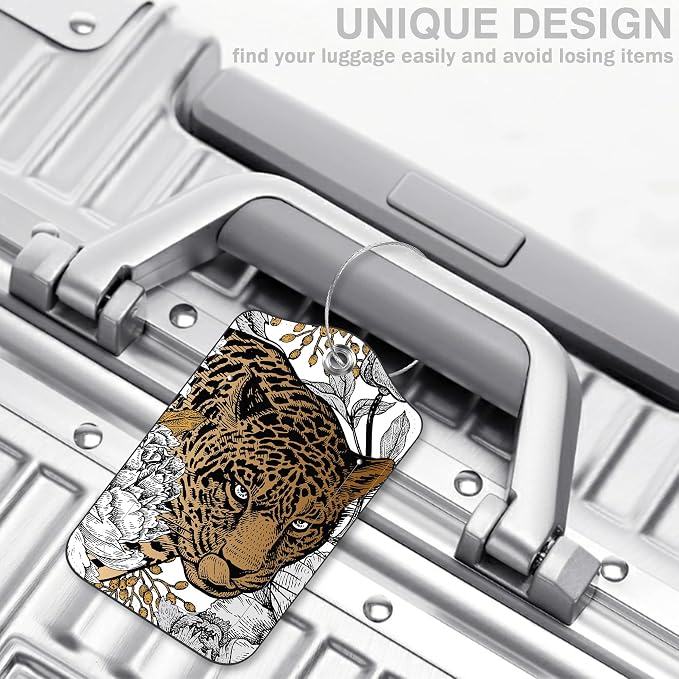 Leopard and Peony Flower Set of 2 Luggage Tags - Image 5