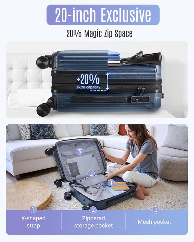 LIGHT FLIGHT Luggage Sets, Durable Hard Shell 3 Piece Set Suitcase - Image 6