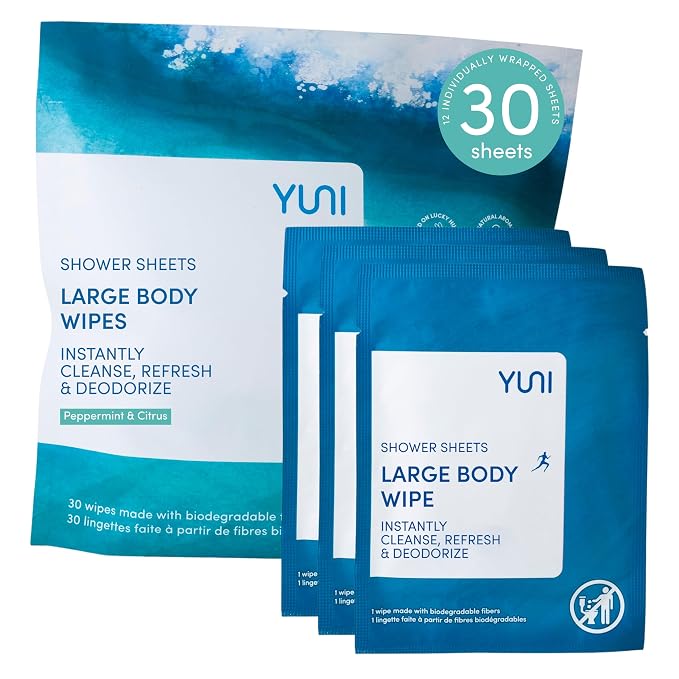 YUNI Beauty Large Body Wipes Super Soft Moist Showerless Wipes that Cleanse & by YUNIBeauty