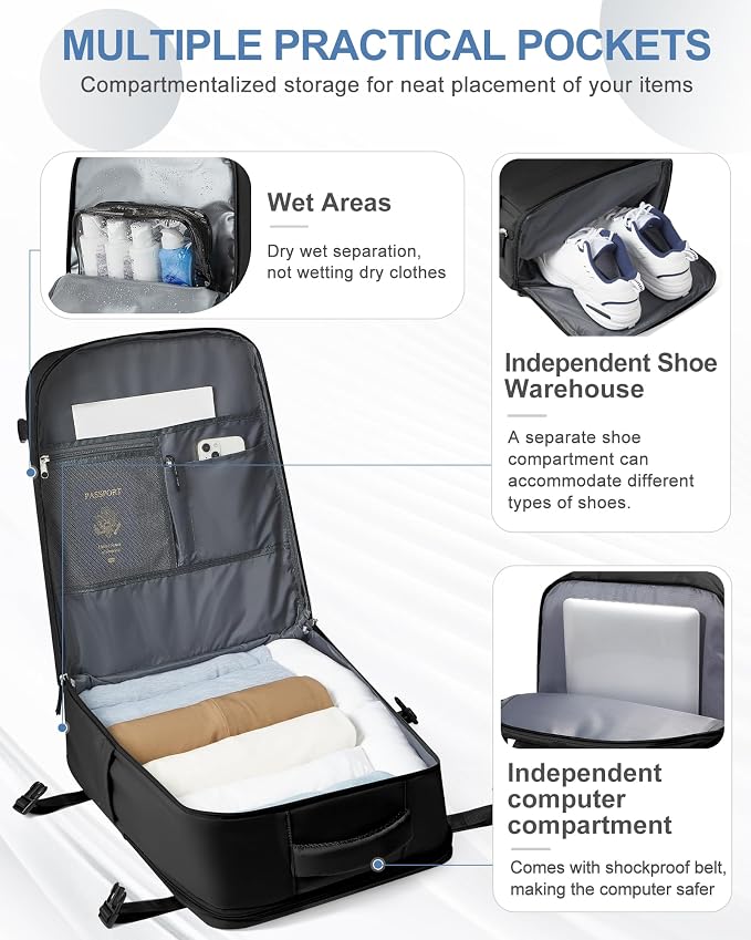 coowoz Large Travel Backpack Carry On - Image 3