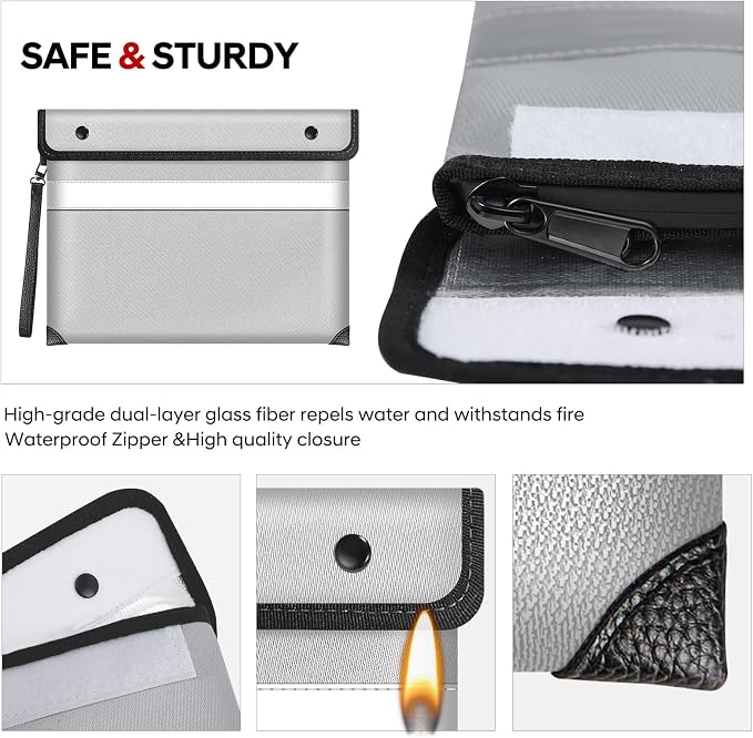Fire Proof Bag For Documents, 5200°F Heat Insulated Fire Proof Pouch - Image 4