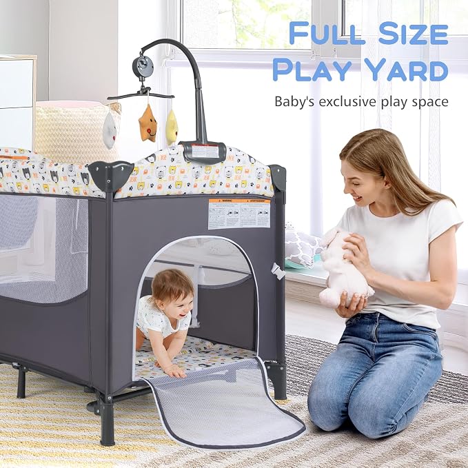 INFANS Pack and Play, 5 in 1 Baby Bedside Sleeper - Image 5