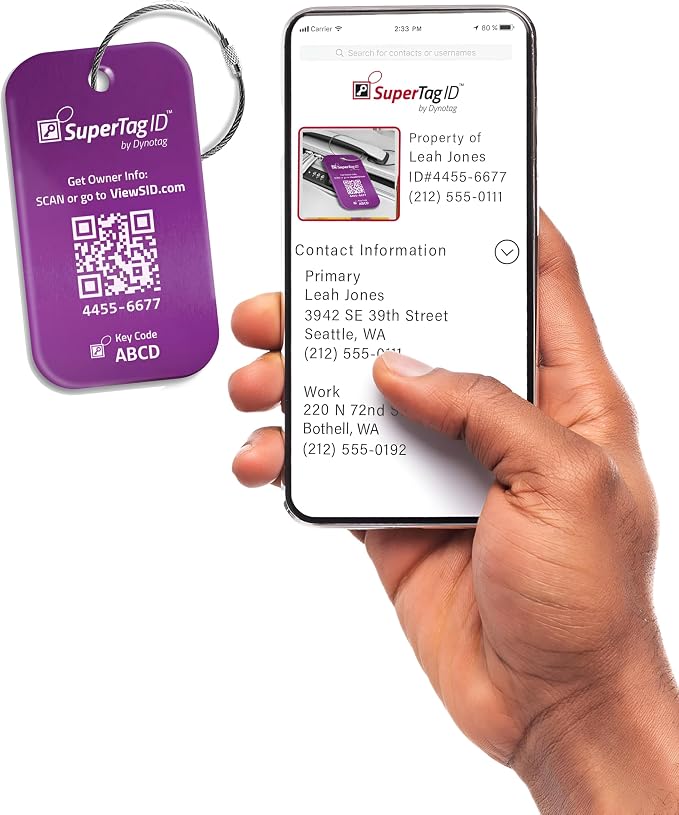 Dynotag® Sentry Series Solid Metal Web Enabled Smart Luggage Tag ID + Steel Loop - Image 2