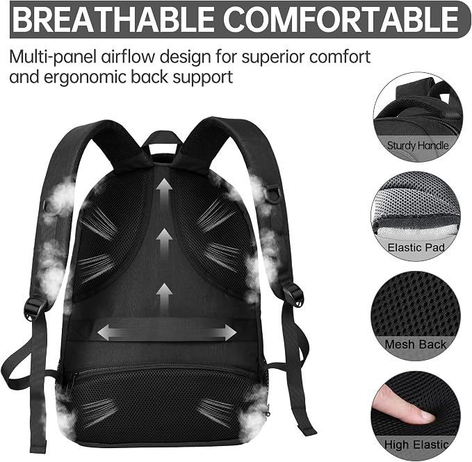 Large Travel Laptop Backpack, Business Anti Theft Slim Sturdy 18 Inch Laptops - Image 3