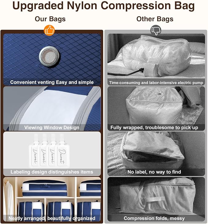 4 Pack Compression Storage Bags - 110L Large Capacity Comforter Storage Bag - Image 6