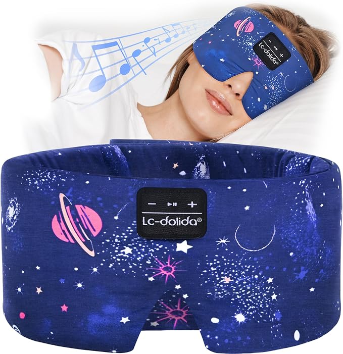 LC-dolida Sleep Mask with Bluetooth Headphones, Extra Large Silk Eye Mask by LC-dolida