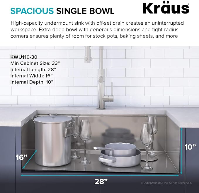 KRAUS Kore Workstation 30-inch Undermount 16 Gauge Stainless Kitchen Sink - Image 2