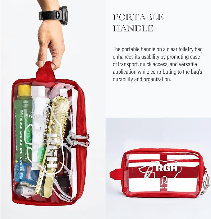Rough Enough Clear Toiletry Bag Travel Cosmetic Makeup Toothbrush Case Pouch - Image 5