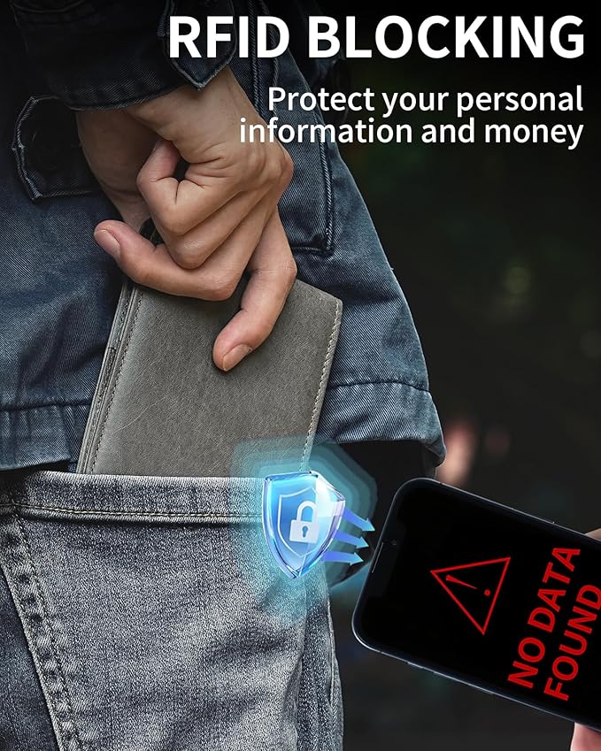 Mens Wallet Bifold Genuine Leather RFID Blocking Wallet - Image 4