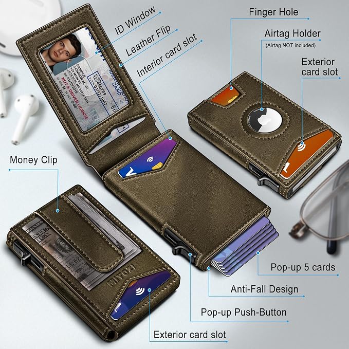 Airtag Wallet for Men, with Money Clip Gift Boxed, Slim Front Pocket Wallet - Image 2