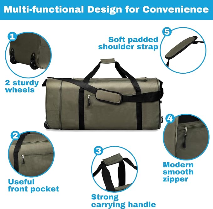 Finnhomy 100L Foldable Rolling Duffel Bag - Image 4