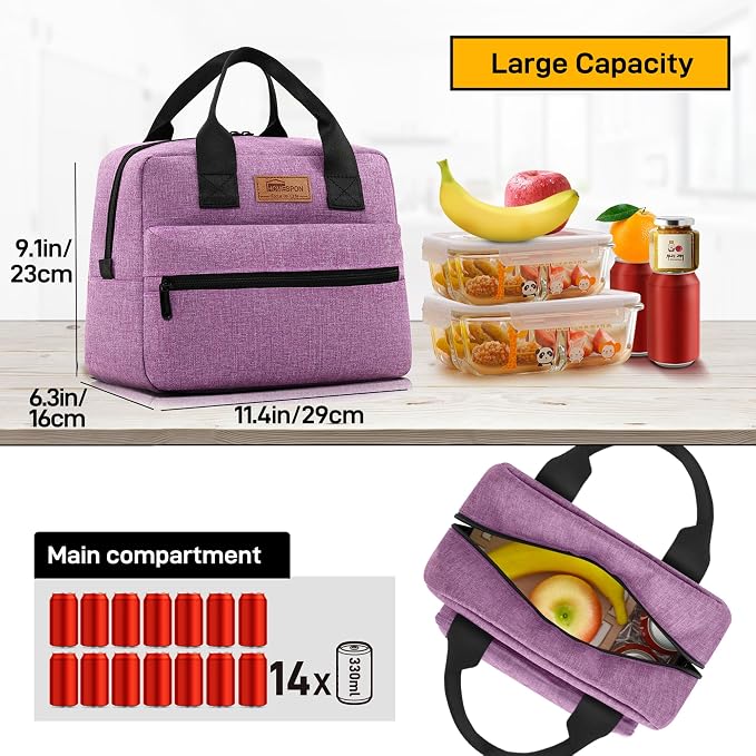 HOMESPON Insulated Lunch Bag for Women Men Lunch Box Cooler Lunch Tote for Work - Image 3