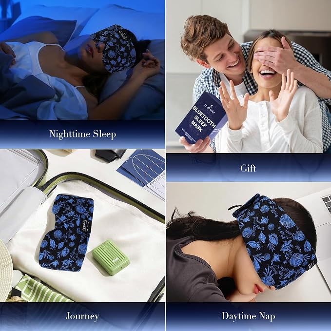 LC-dolida Sleep Mask with Bluetooth Headphones, Extra Large Silk Eye Mask - Image 6