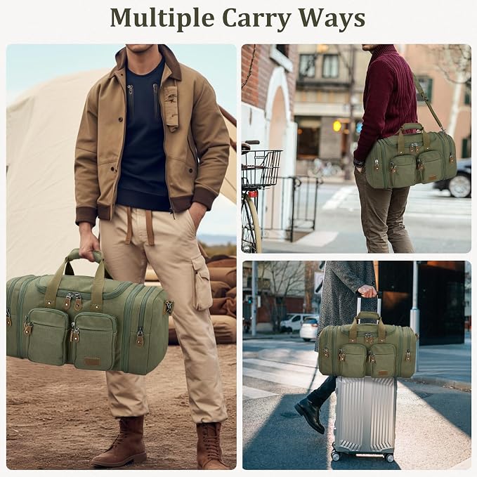 Gonex Canvas Duffle Bag for Travel, Expandable Water Resistant 50L Carry on - Image 7