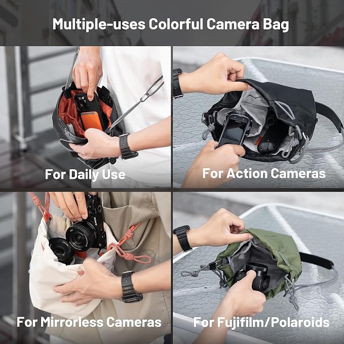 PGYTECH OneGo Drawstring Small Camera Bag, Leather Soft Camera Pouch compatible - Image 3