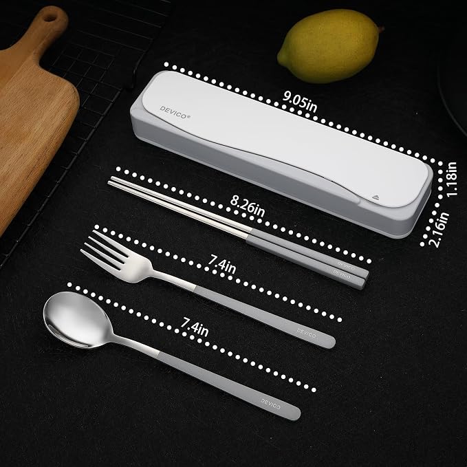 DEVICO Travel Utensils With Case, 18/8 Stainless Steel Camping Utensils - Image 3