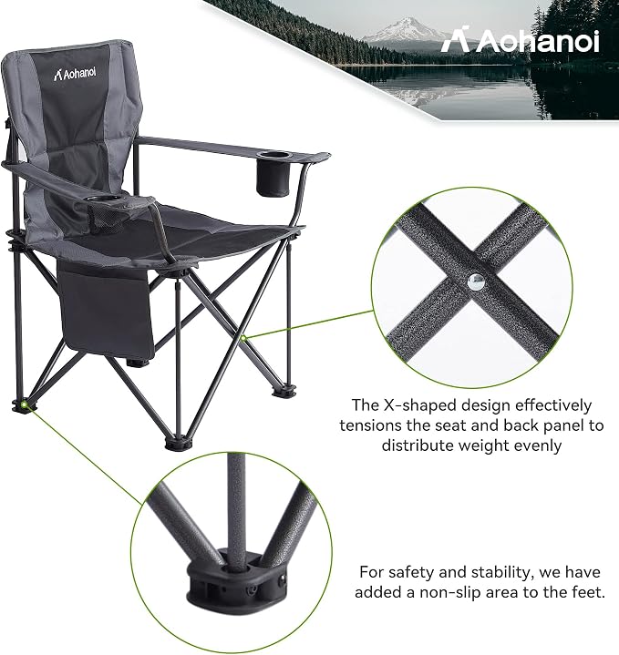 Oversized XL Camping Chairs for Adults, Padded Folding Camp Chair - Image 6