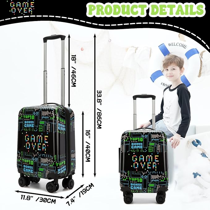 Suitcase for Kids 16inch Car Luggage Set for Boys Travel Suitcase Hard Shell - Image 2