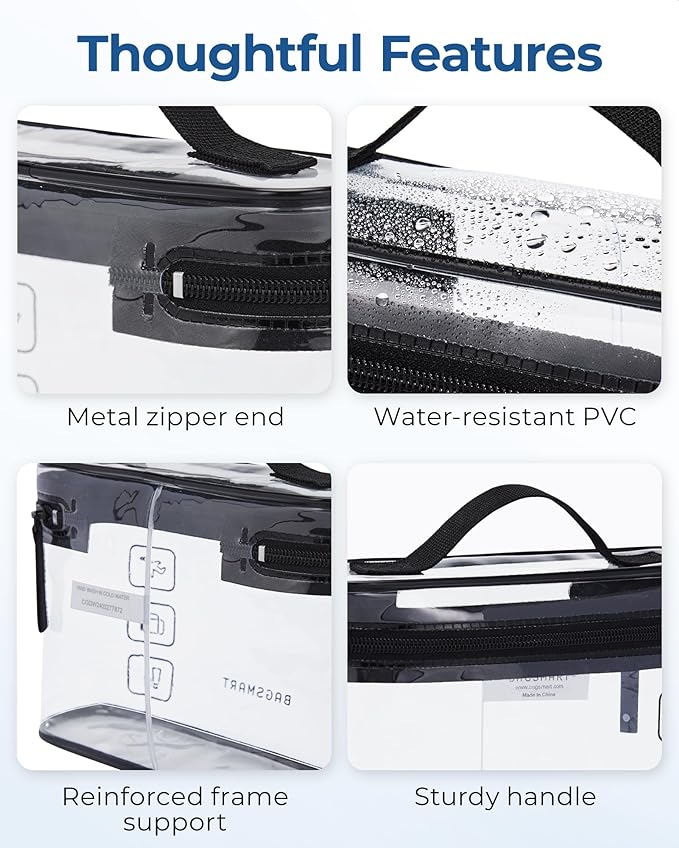 BAGSMART TSA Approved Toiletry Bag, 2 Pack Clear Makeup Cosmetic Bag Organizer - Image 3