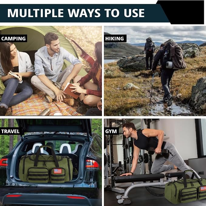 Tactical Gym Bag for Men，50L Large 3 in 1 Sports Duffle Bag - Image 2