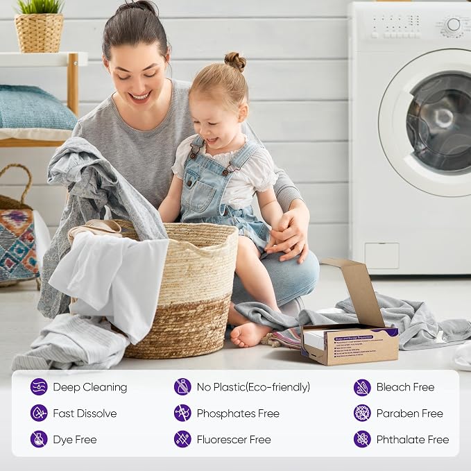 Lavender Laundry Detergent Sheets Travel Eco-friendly 300 Loads Fisroa Clothes - Image 2